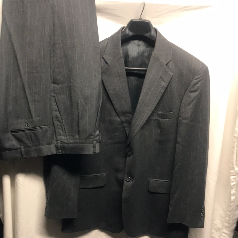Classic Men's Charcoal Pinstripe Suit Jacket